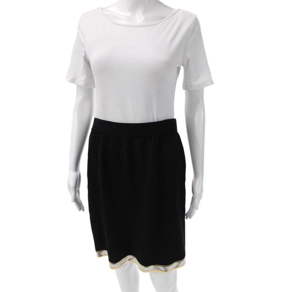 St. John Evening Marie Gray Women Straight Pencil Skirt Black Polyester Size 10